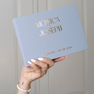 Dusty Sky Blue + Real Gold | Guest Book