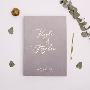 Light Gray Velour + Real Gold | Guest Book