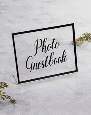 Black Acrylic Wedding Sign Guest book Glass Sign - Transperant Photo Guestbook Sign - by Liumy - Liumy 