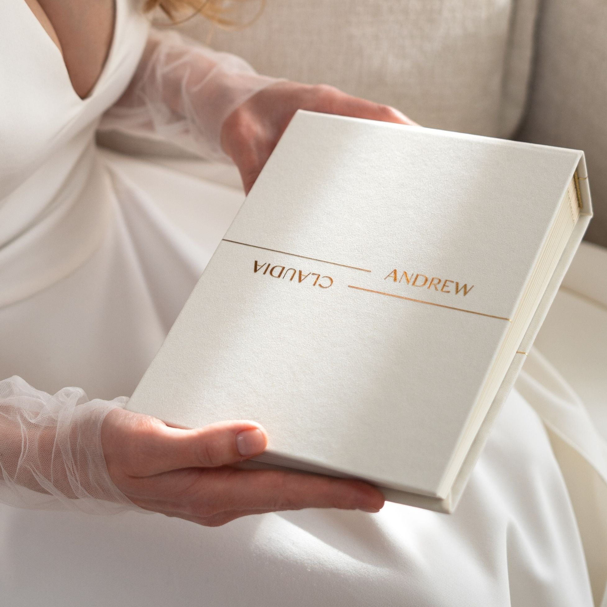 Wedding Guest Book For Instant Photos - Navy Blue Gold Foil Personalized Photo Album By Liumy