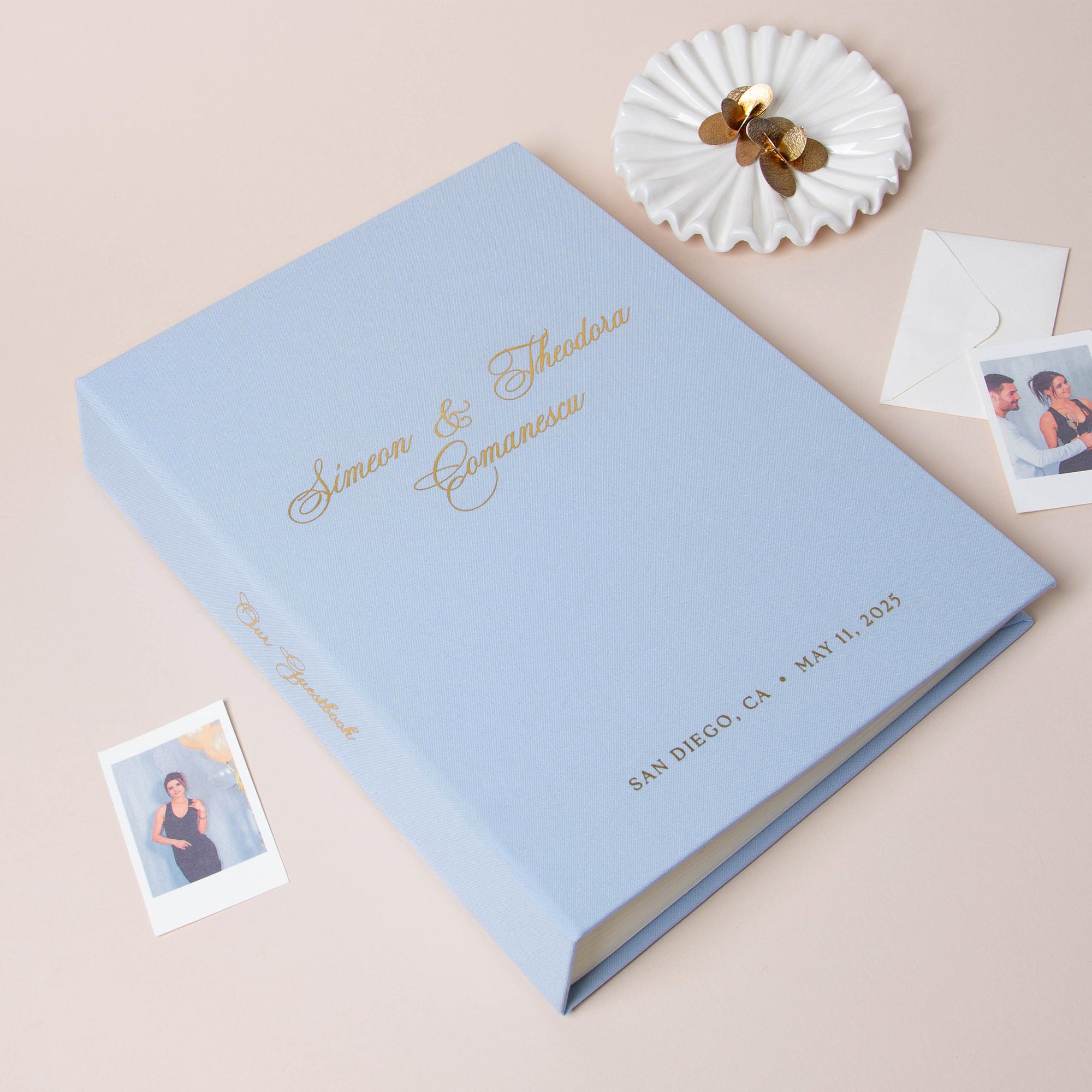 Light Blue + Real Gold  | Guest Book