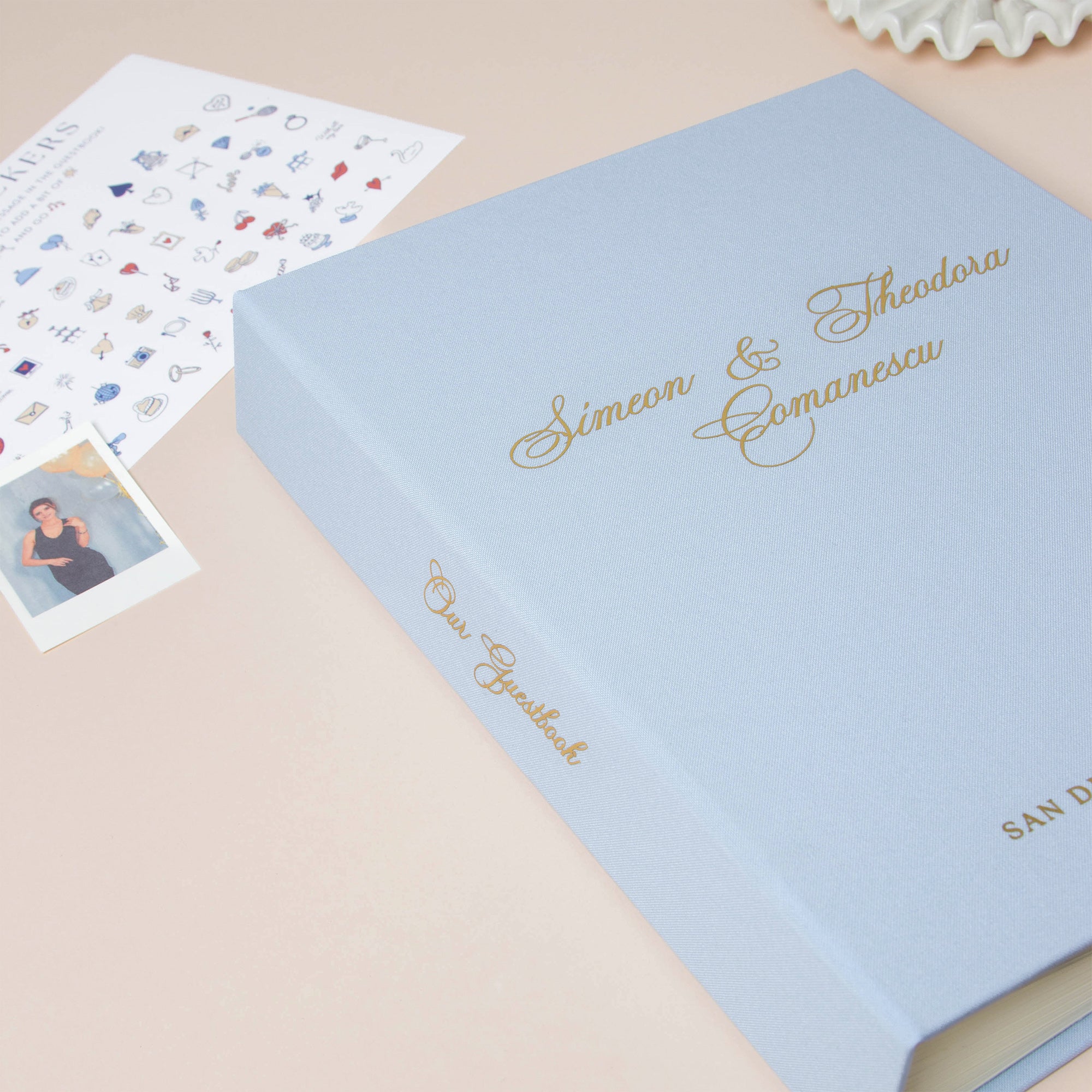 Light Blue + Real Gold  | Guest Book