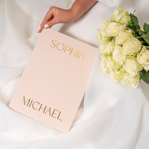 Center Up names, Cream + Real Gold | Guest Book
