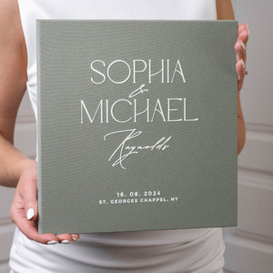 Sage Green + White Velour |  Guest Book