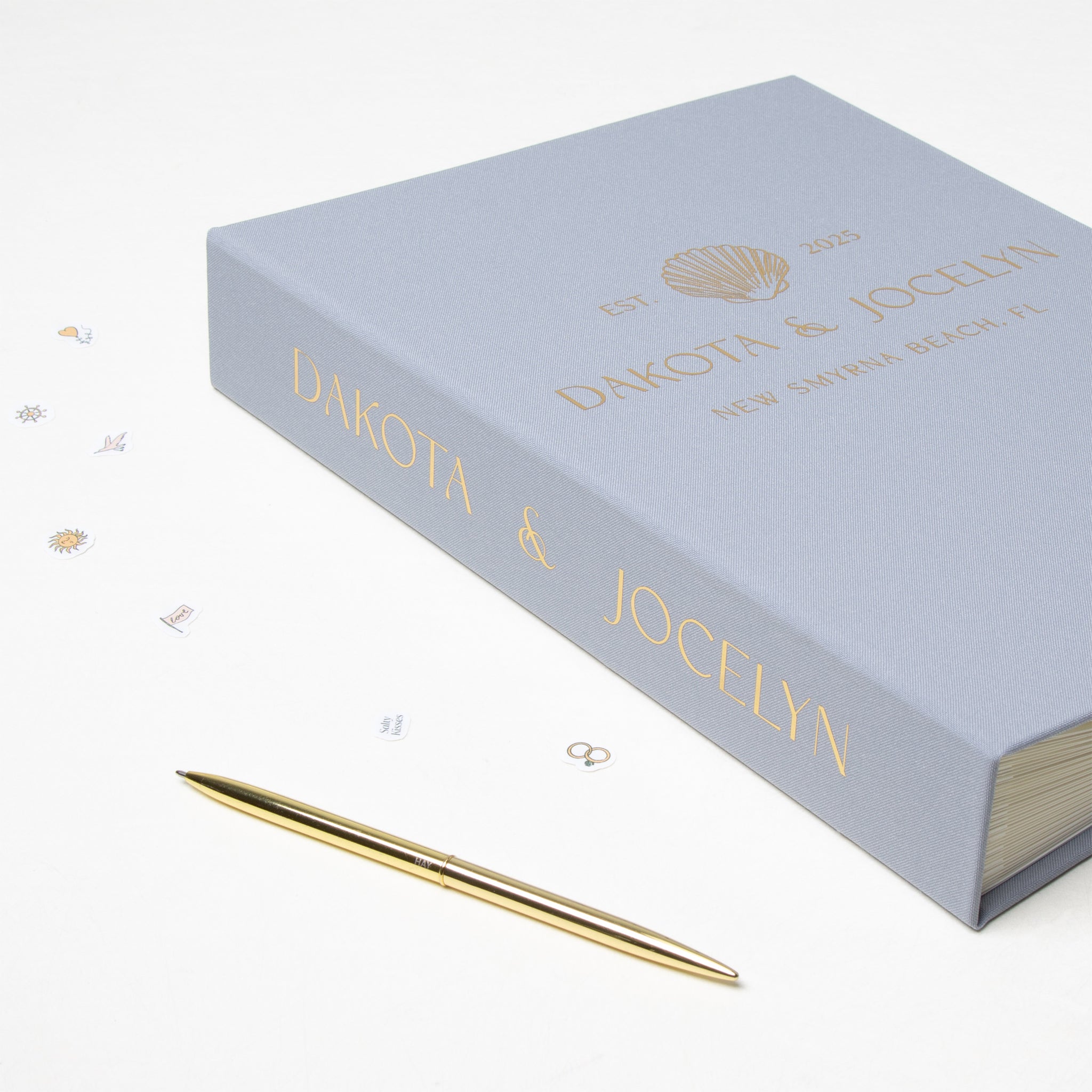 Dusty Sky Blue + Real Gold | Guest Book