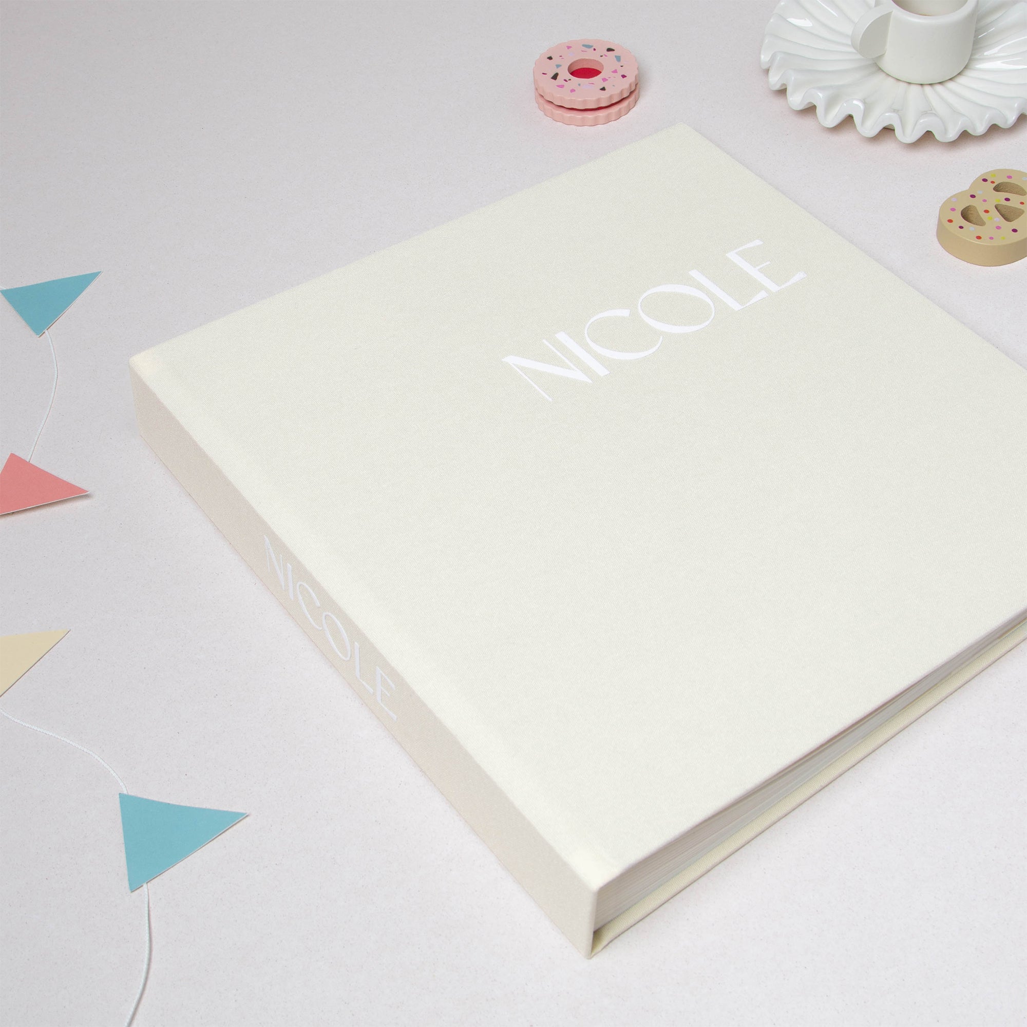 Ivory + White Velour | 1st Year Baby Book