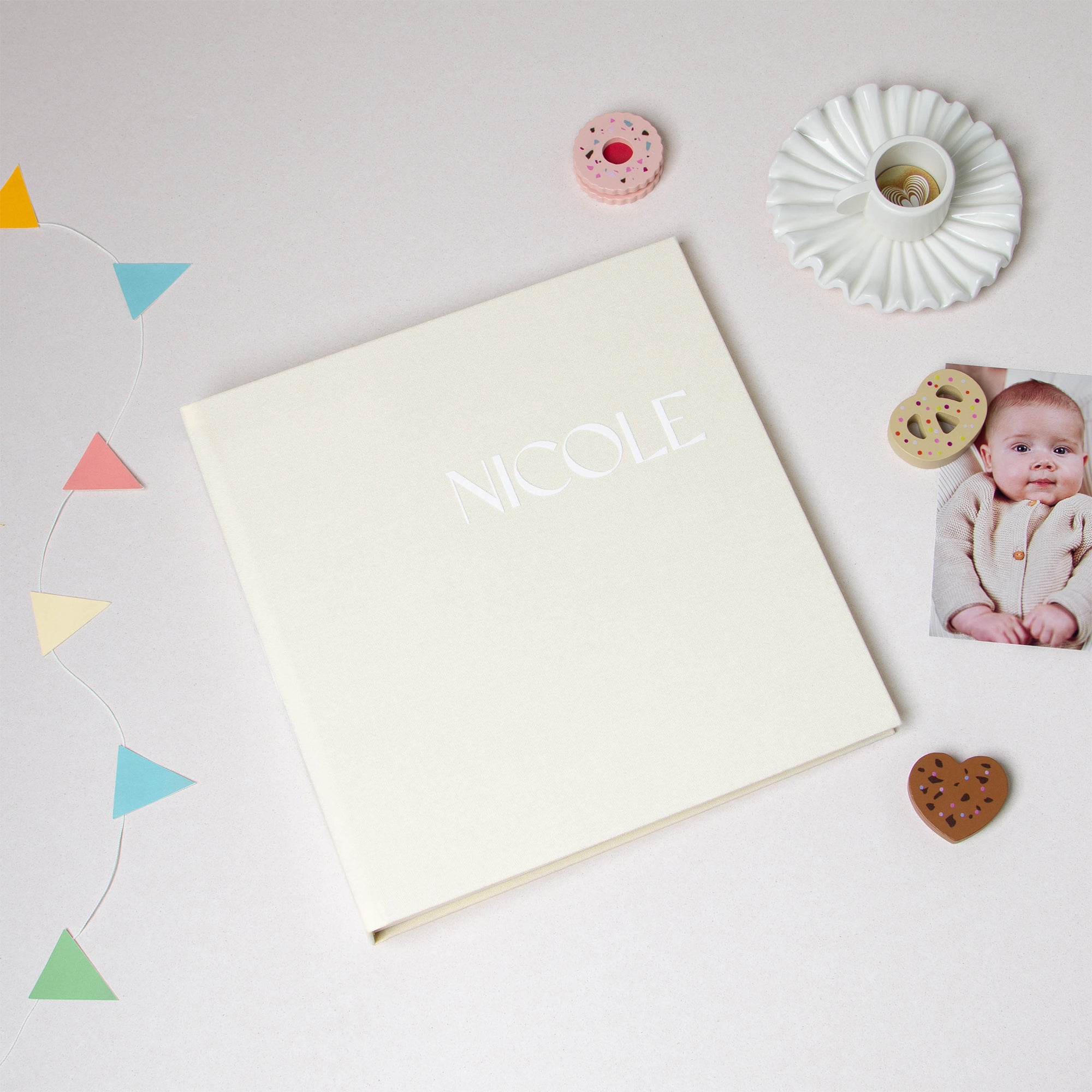 Ivory + White Velour | 1st Year Baby Book