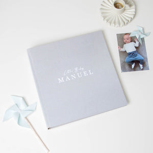Gray + White Velour | 1st Year Baby Book