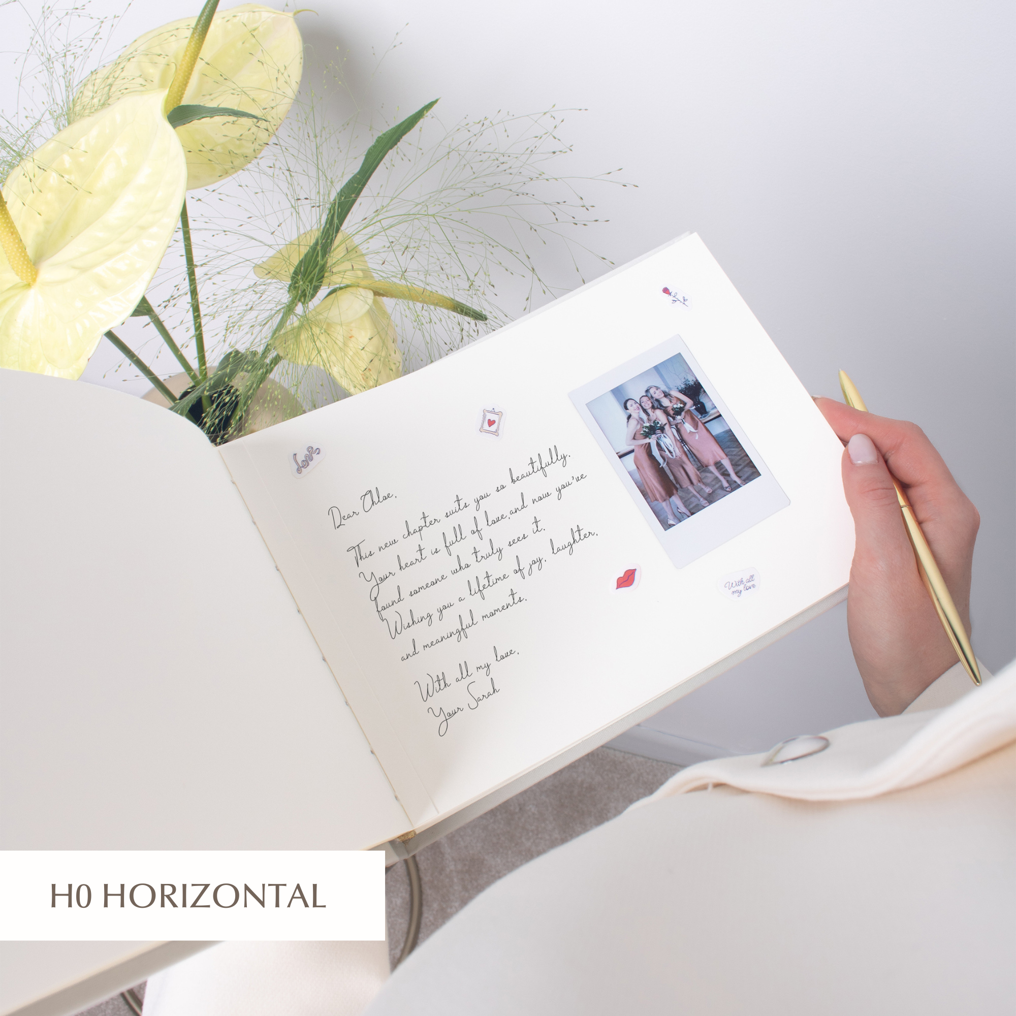 Light Blue + Gold Metallic | Letters to Bride Guest Book