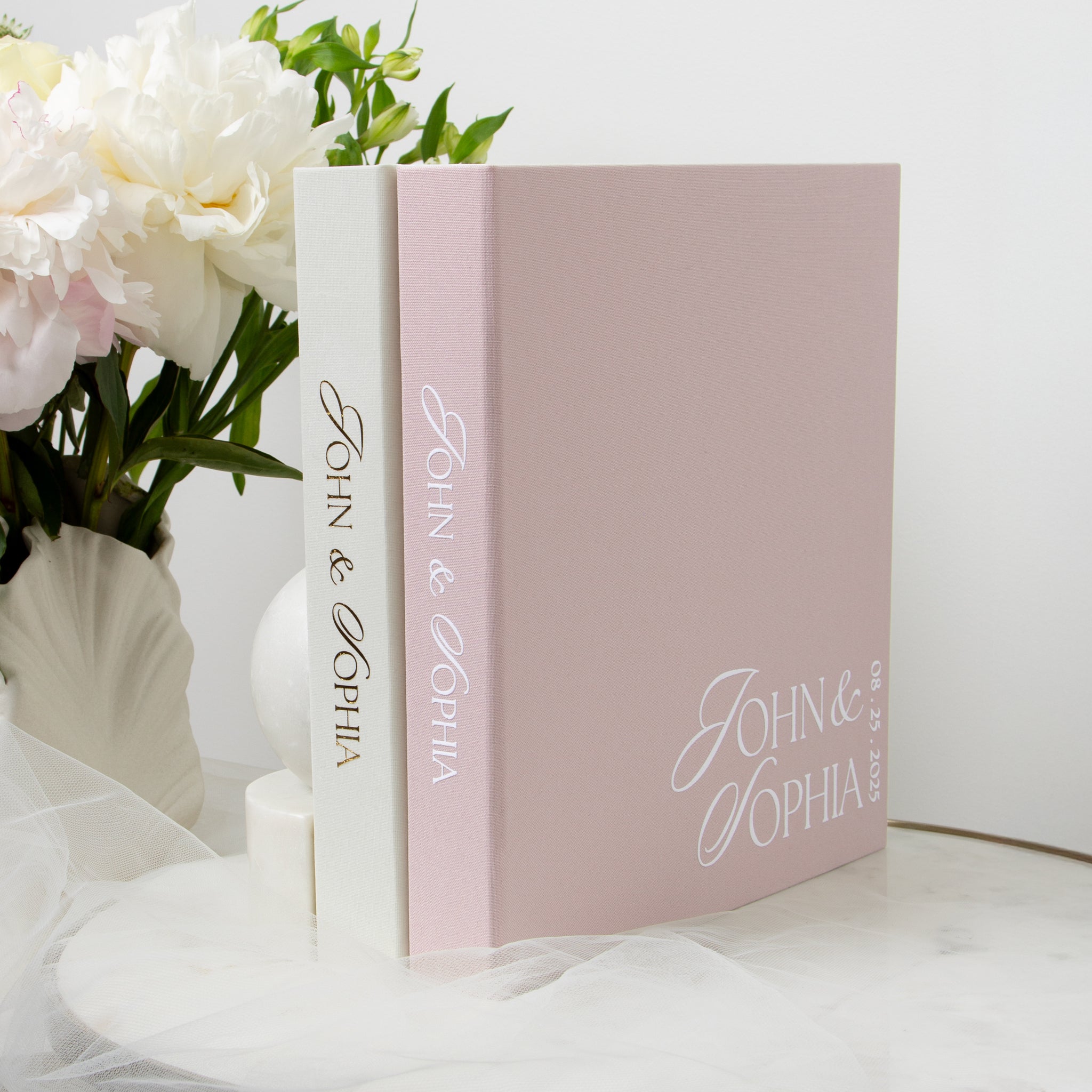 Vintage Rose + White Velour | Guest Book