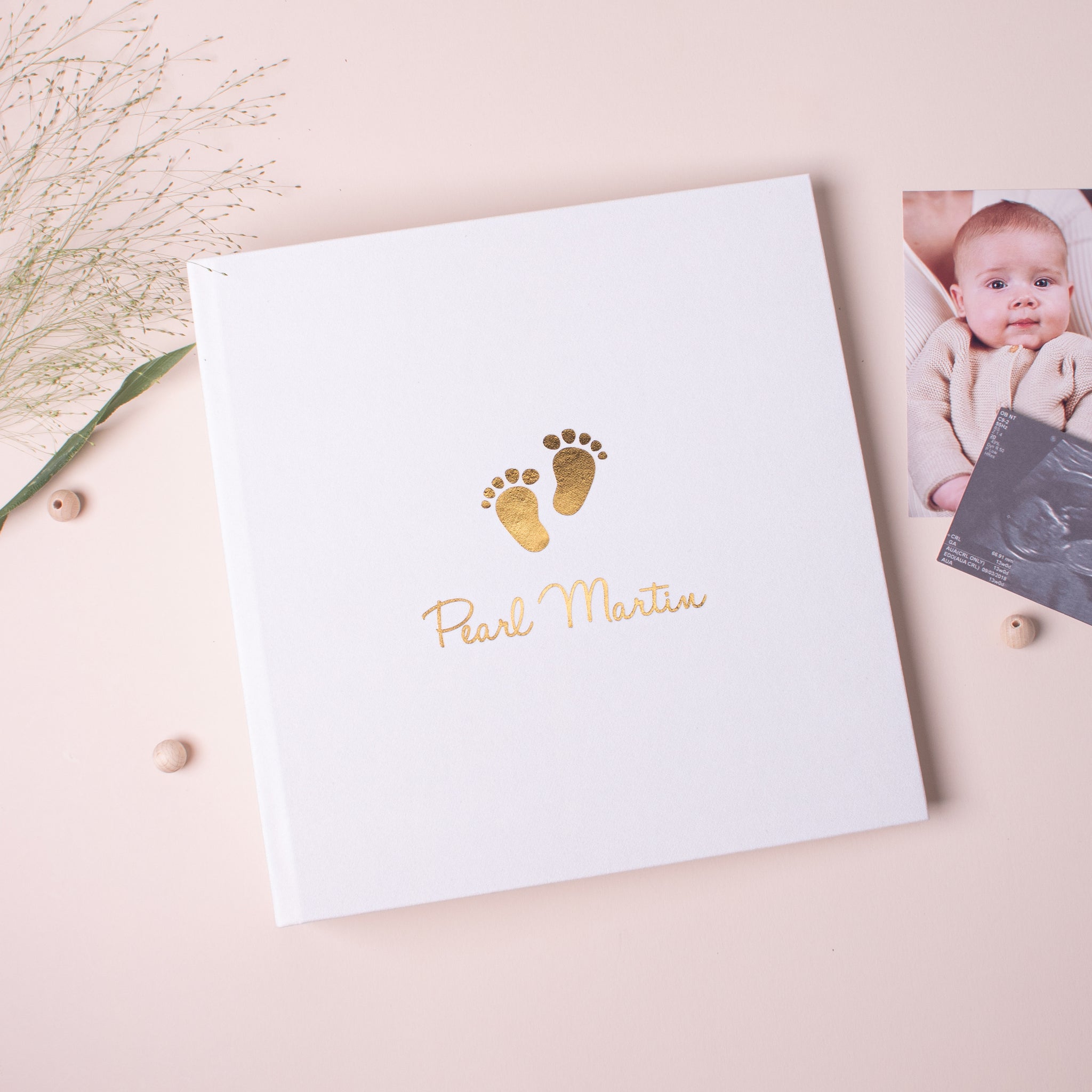 Silky White + Real Gold| 1st Year Baby Book