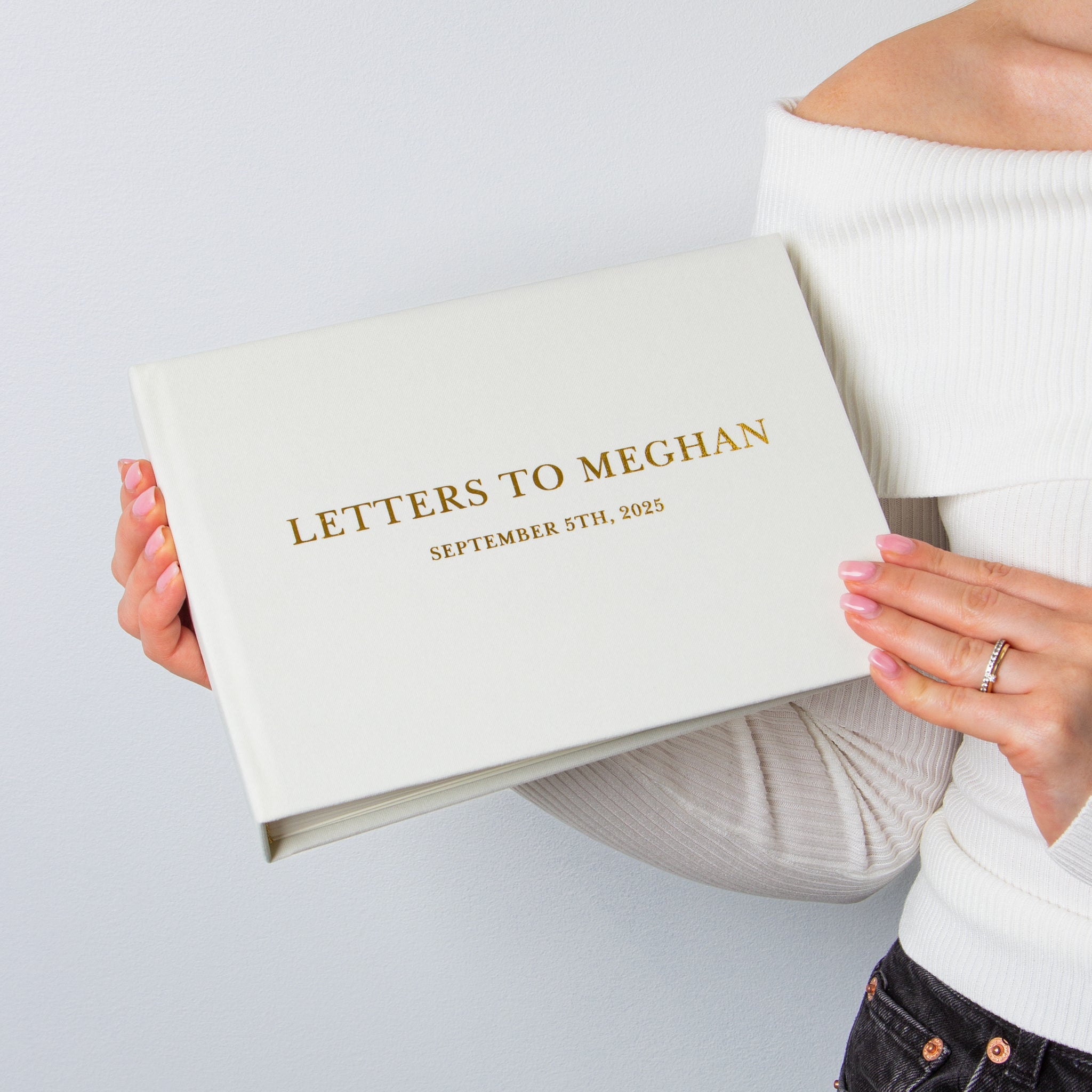 Silky White + Real Gold | Letters to Bride Guest Book