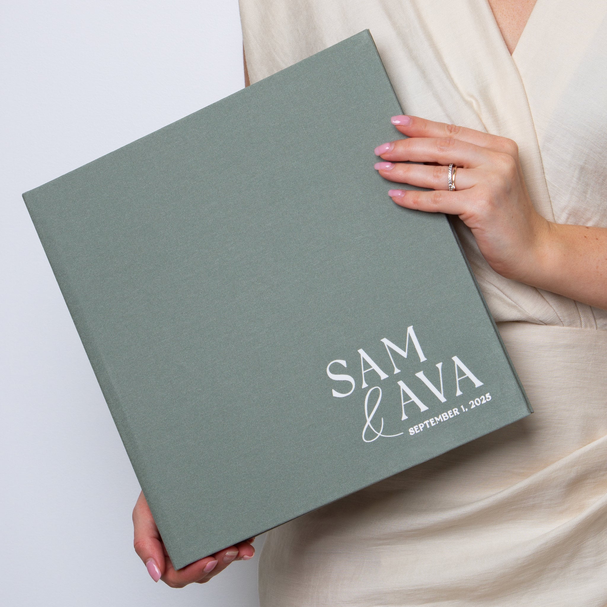 Sage Green + White Velour | Guest Book