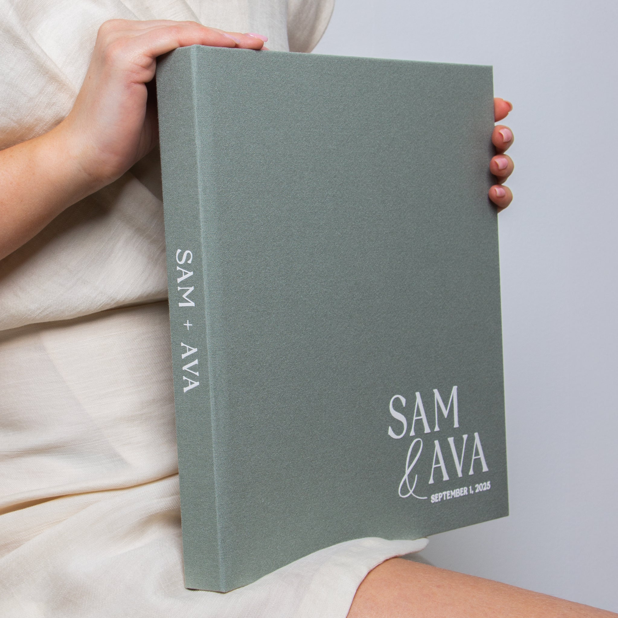 Sage Green + White Velour | Guest Book