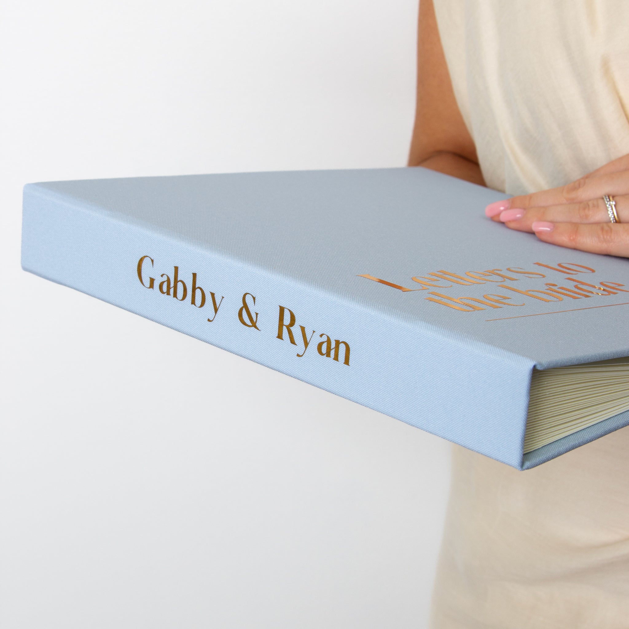 Light Blue + Gold Metallic | Letters to Bride Guest Book