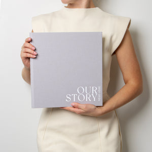 Gray + White Velour | Our Story Coffee Table Album