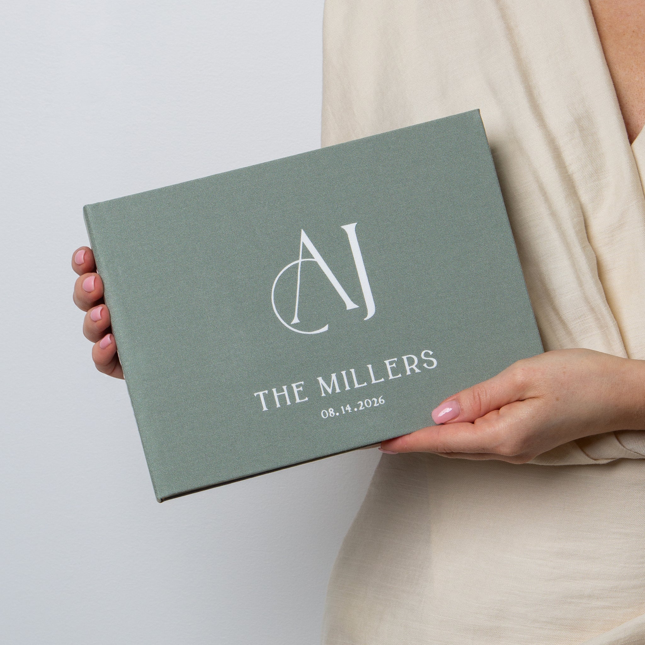 Sage Green + White Velour | Guest Book