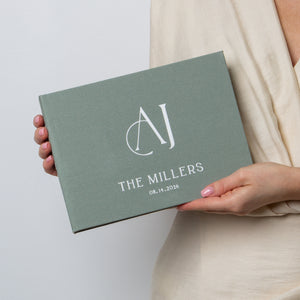 Sage Green + White Velour | Guest Book