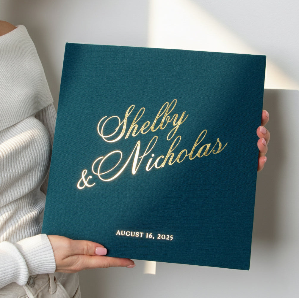 Petrol Blue + Real Gold | Guest Book