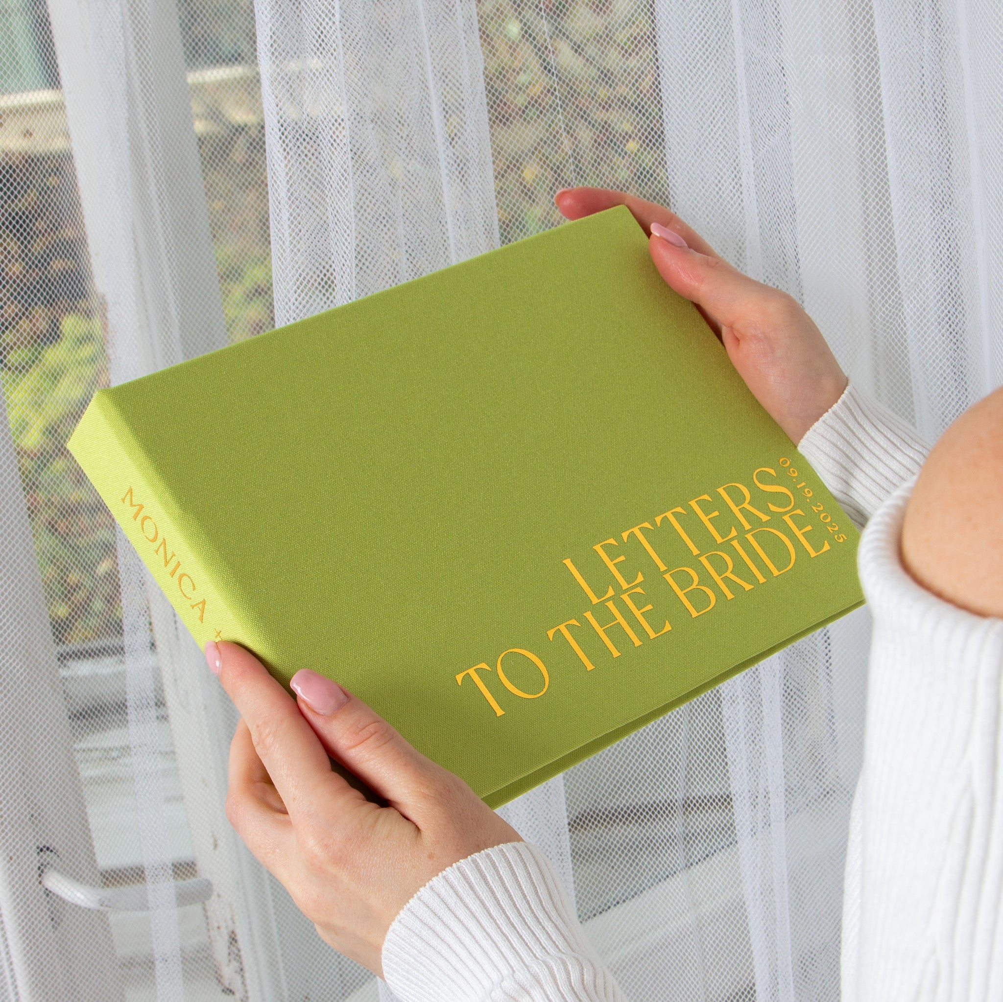 Olive Green + Gold Metallic | Letters to Bride Guest Book