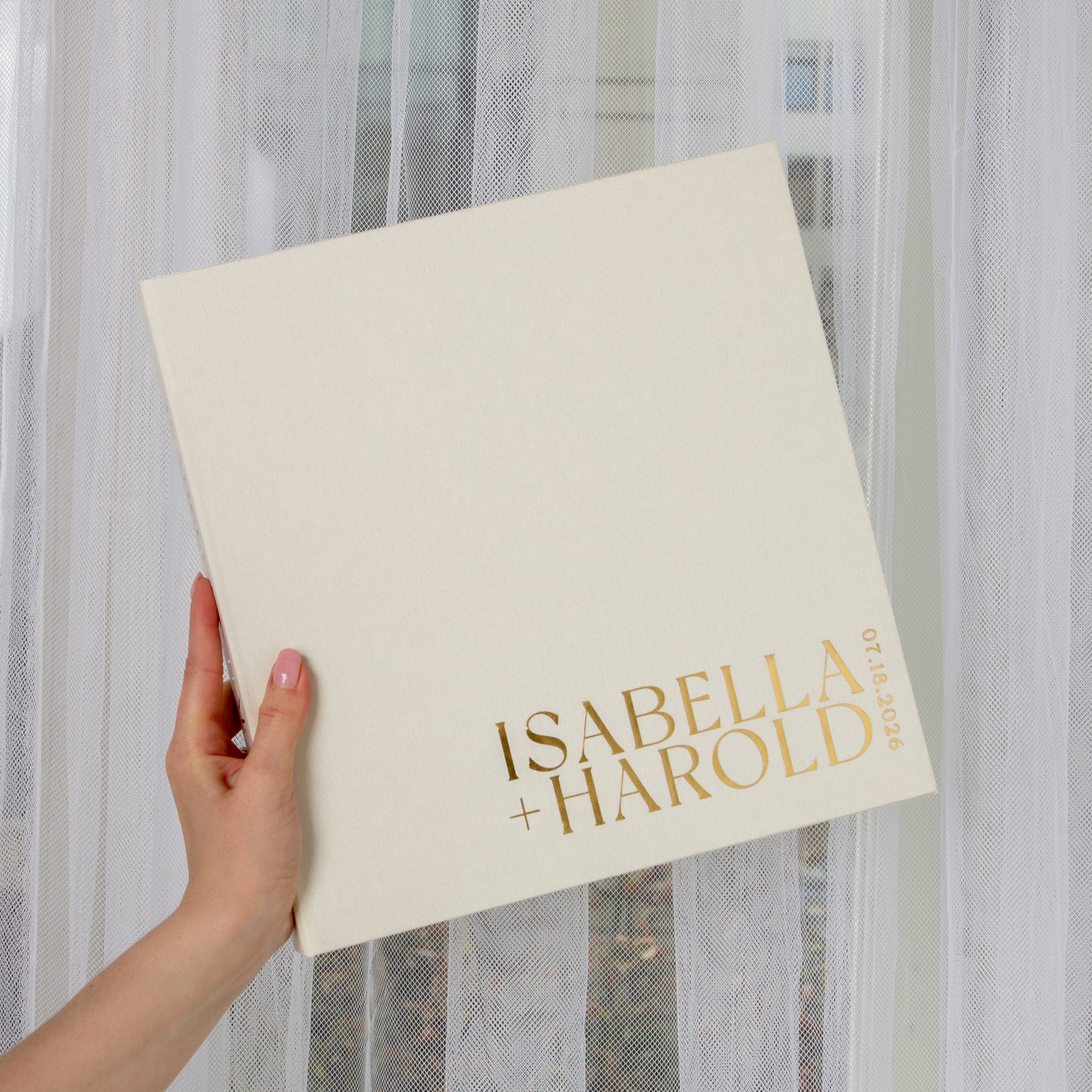 Ivory + Real Gold | Guest Book with Sleeve