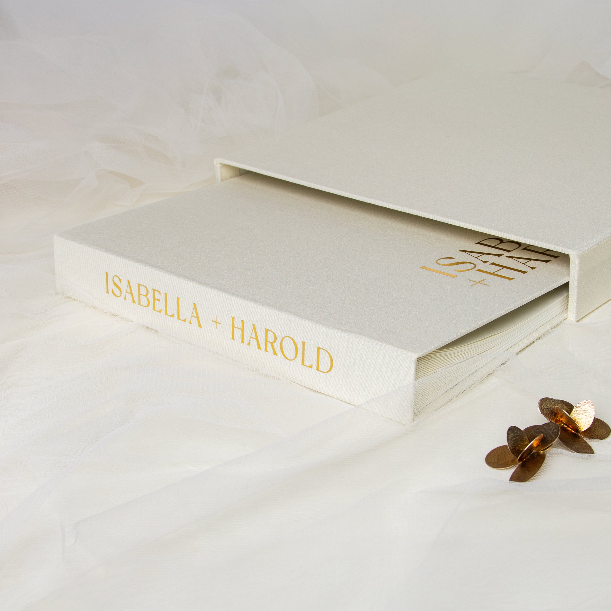 Ivory + Real Gold | Guest Book with Sleeve