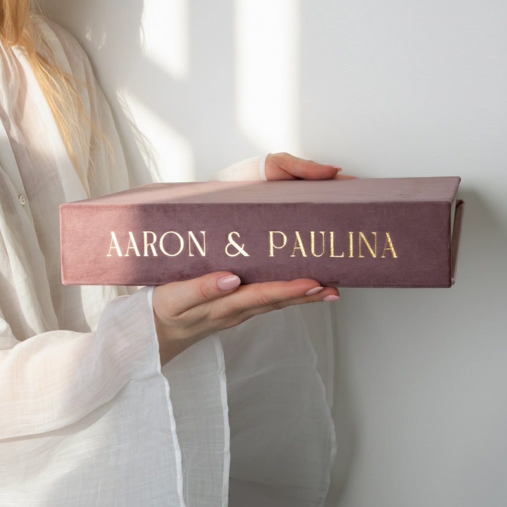 Dusty Plum Velour + Real Gold | Guest Book