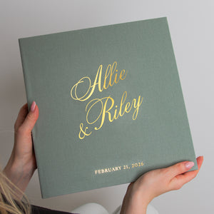 Sage Green + Real Gold | Guest Book