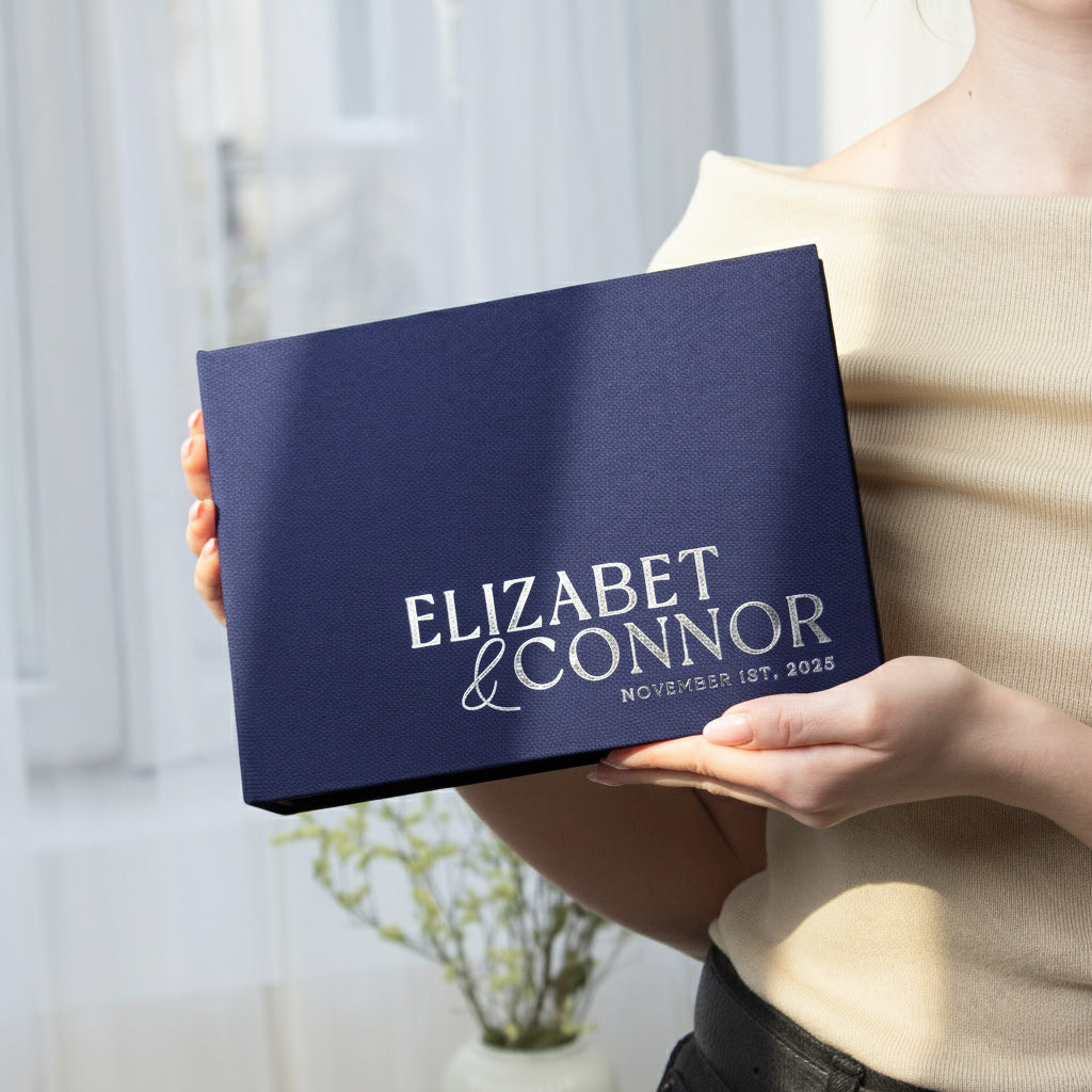 Navy Blue + Real Silver | Guest Book