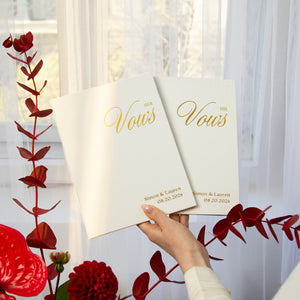 Silky White + Real Gold | Wedding Officiant & Vows Books