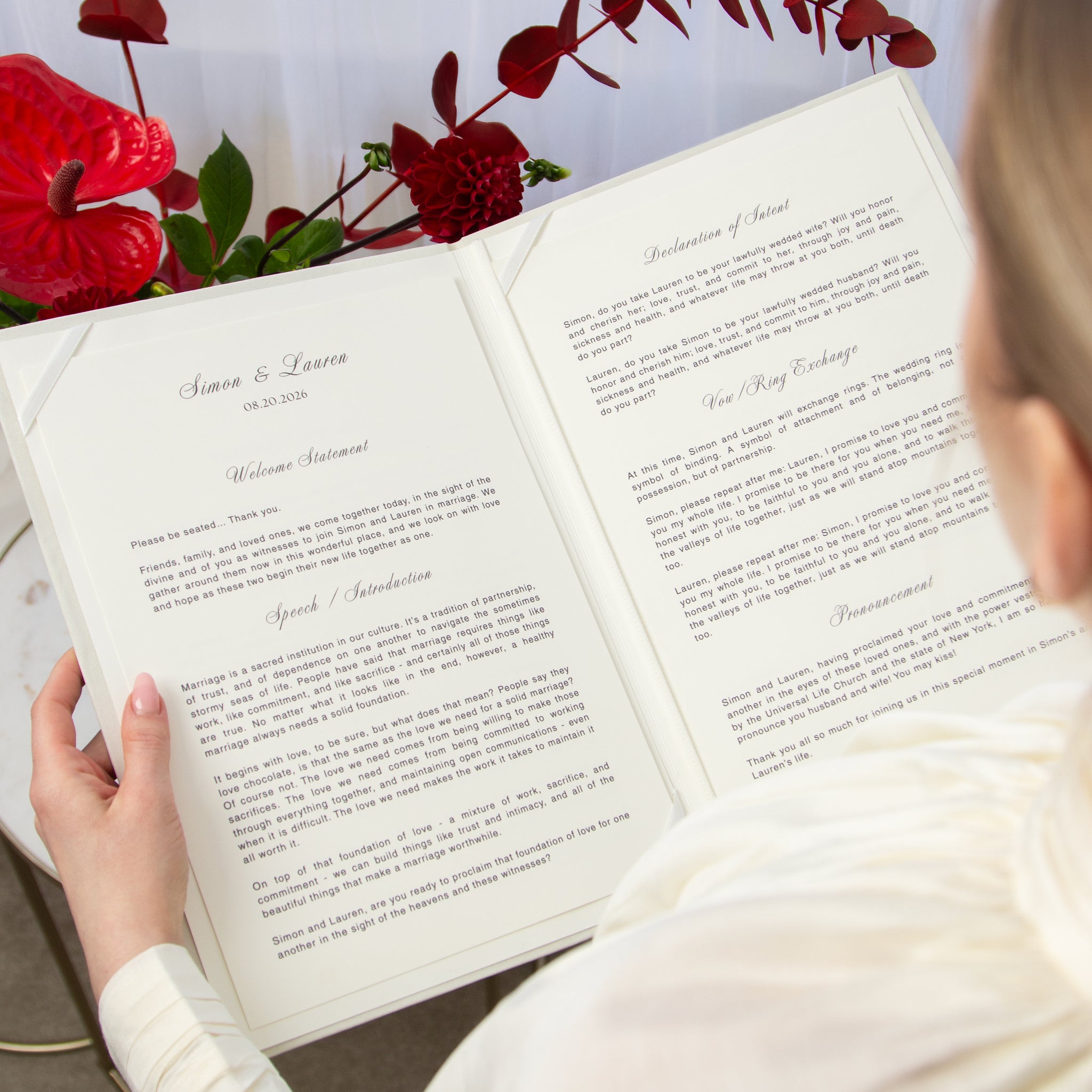 Silky White + Real Gold | Wedding Officiant & Vows Books
