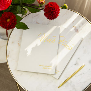 Silky White + Real Gold | Wedding Officiant & Vows Books