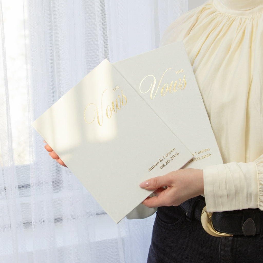Silky White + Real Gold | Wedding Officiant & Vows Books