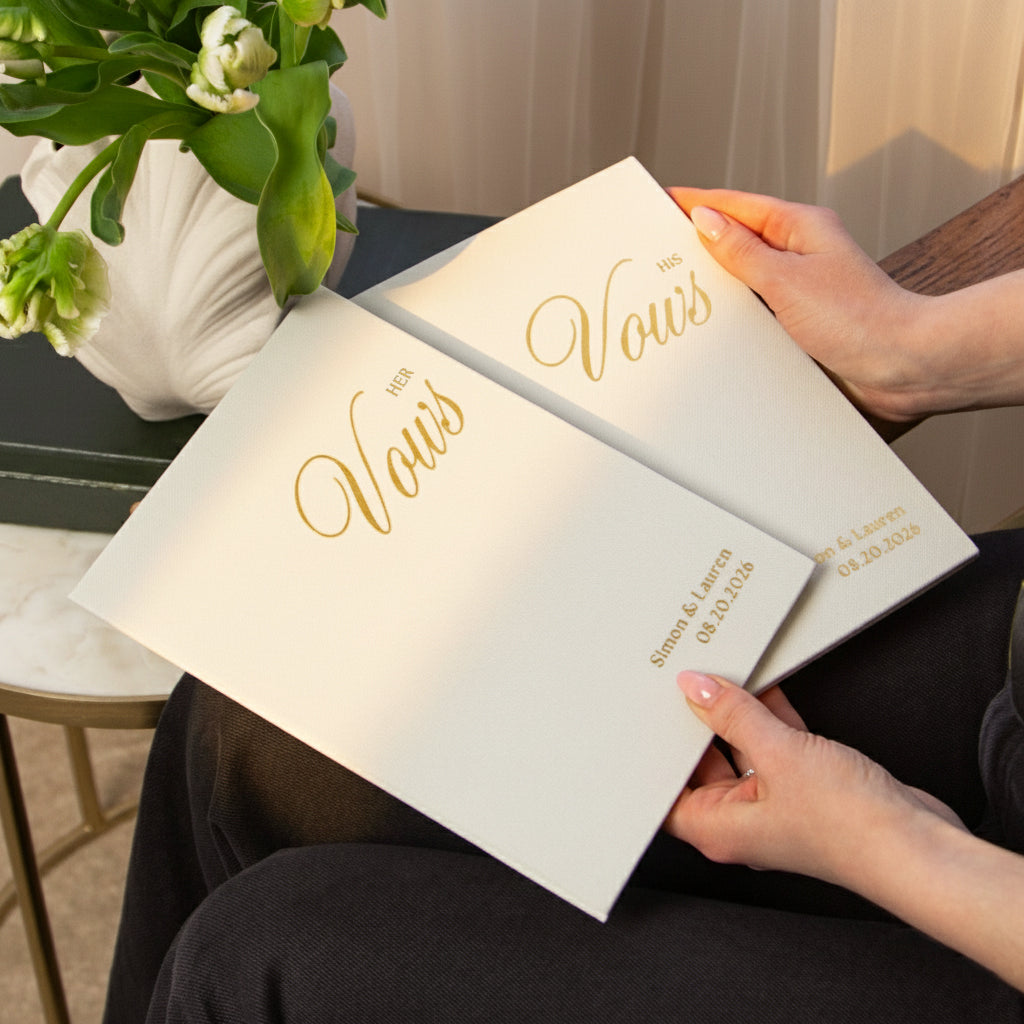 Silky White + Real Gold | Wedding Officiant & Vows Books