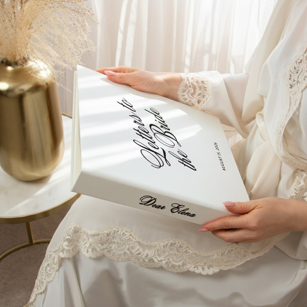 Silky White + Black Veour | Letters to Bride Guest Book