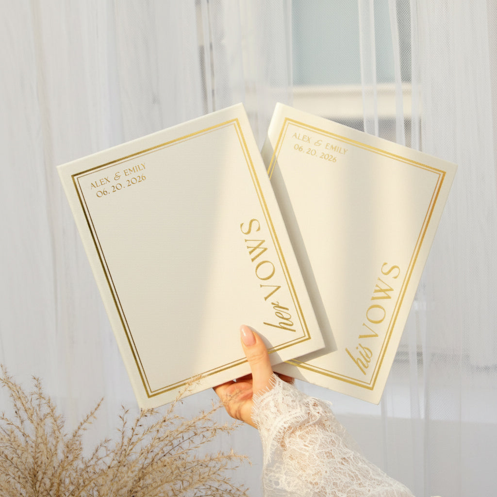 Silky White + Real Gold | Wedding Officiant & Vows Books