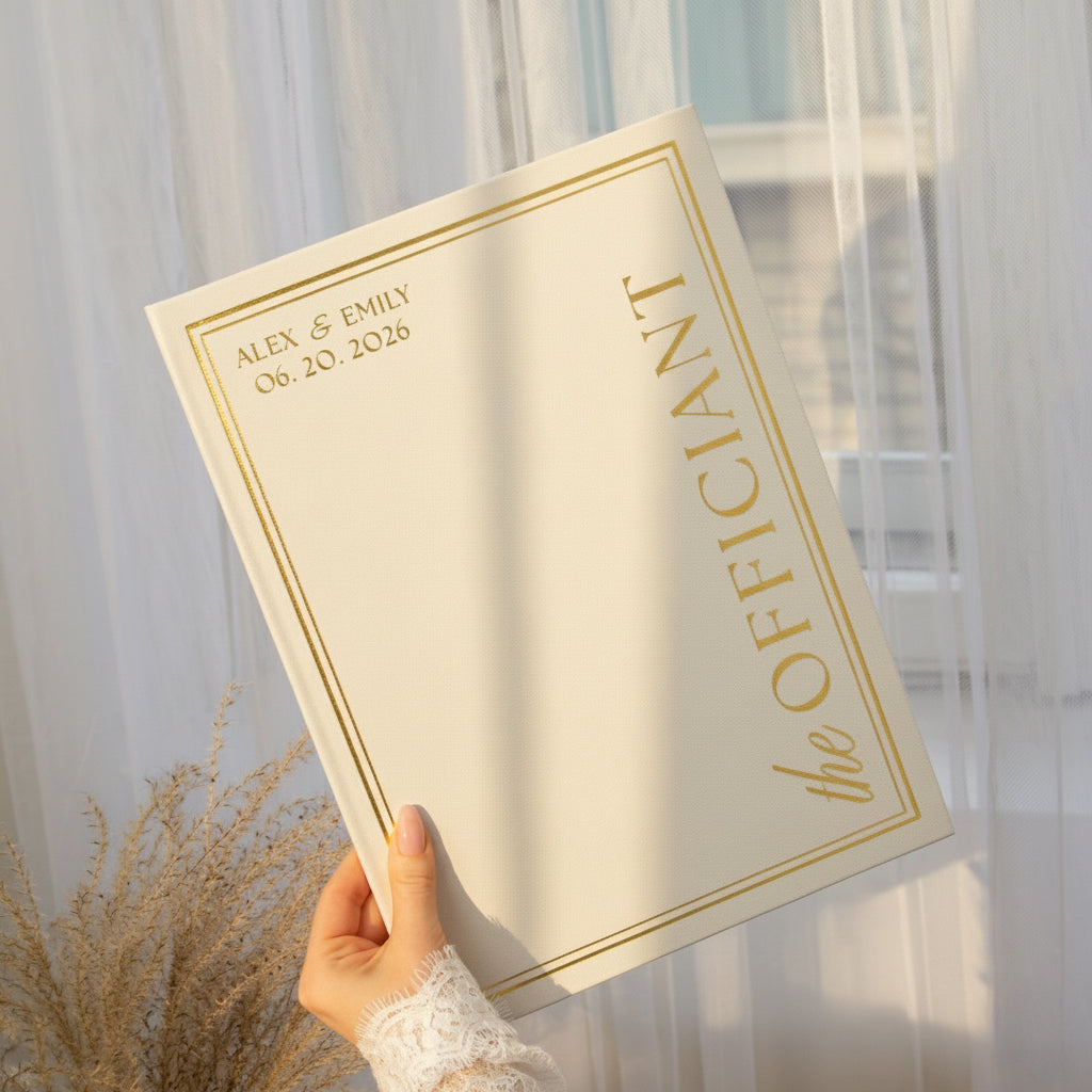 Silky White + Real Gold | Wedding Officiant & Vows Books