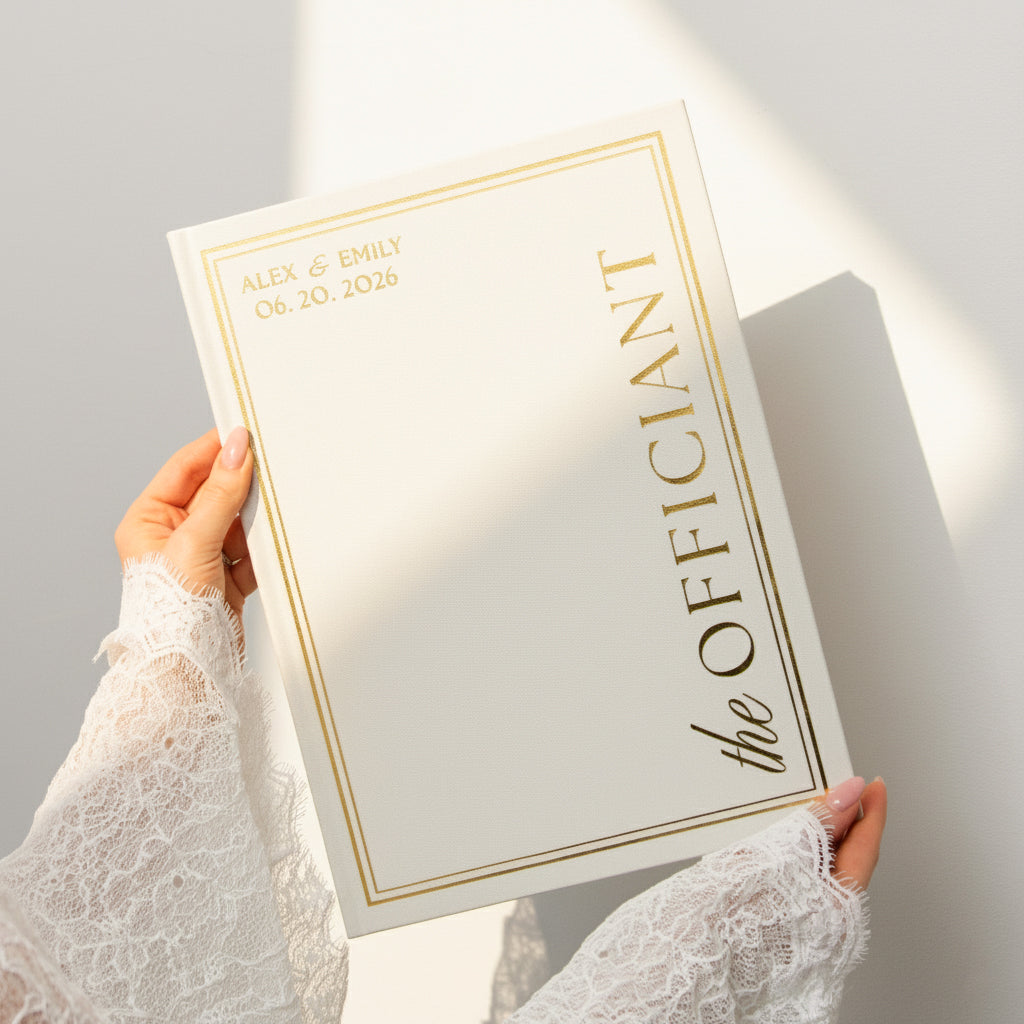 Silky White + Real Gold | Wedding Officiant & Vows Books