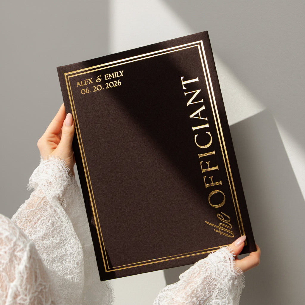 Brown + Real Gold | Wedding Officiant & Vows Books