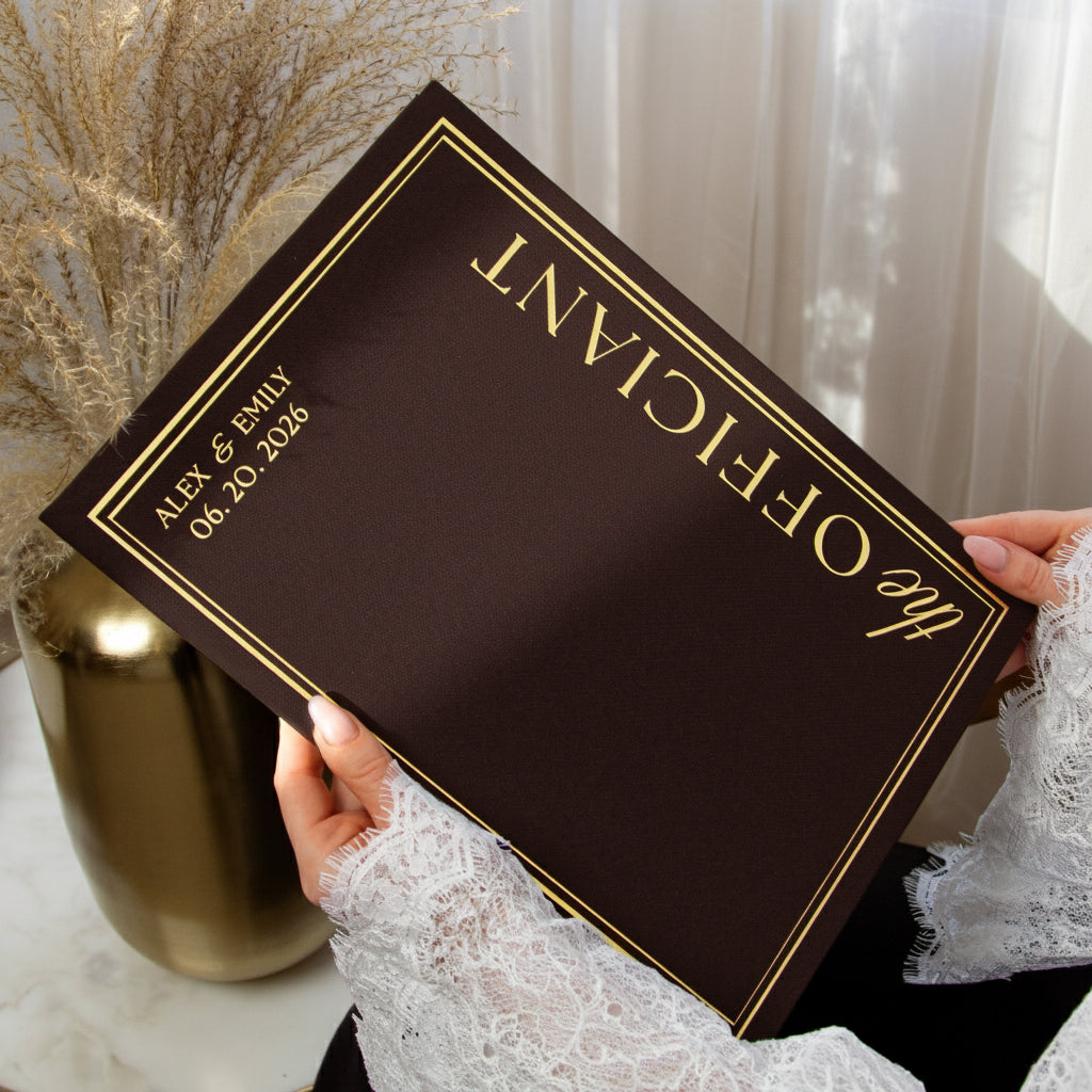 Brown + Real Gold | Wedding Officiant & Vows Books