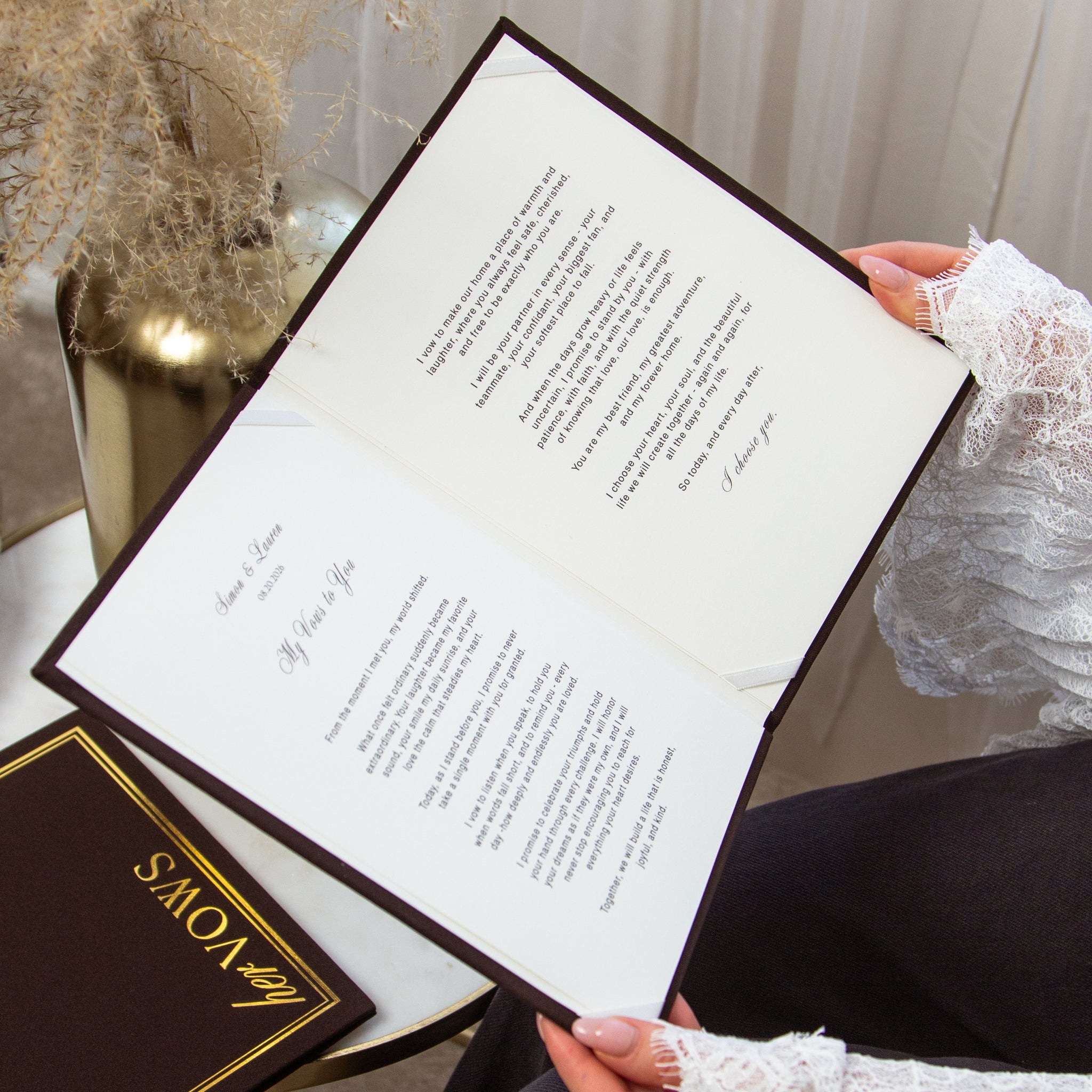 Brown + Real Gold | Wedding Officiant & Vows Books