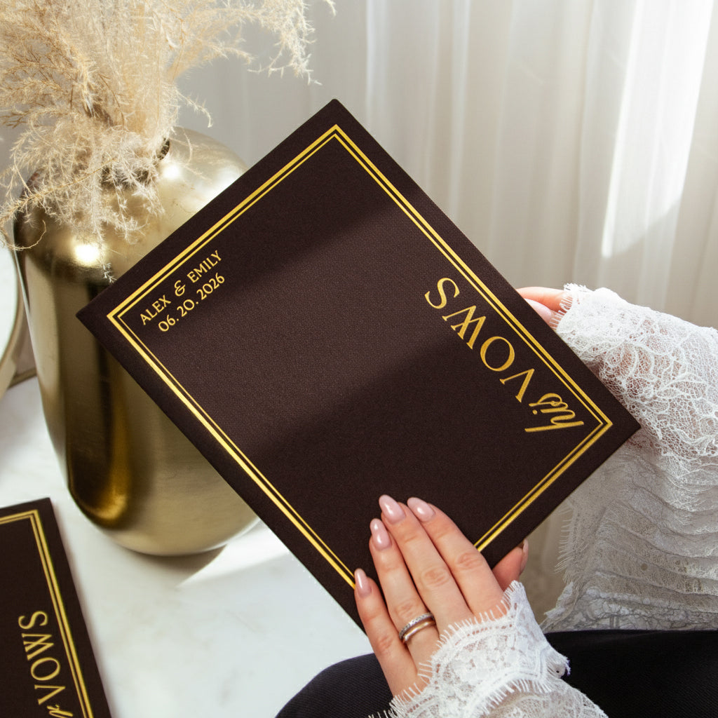 Brown + Real Gold | Wedding Officiant & Vows Books