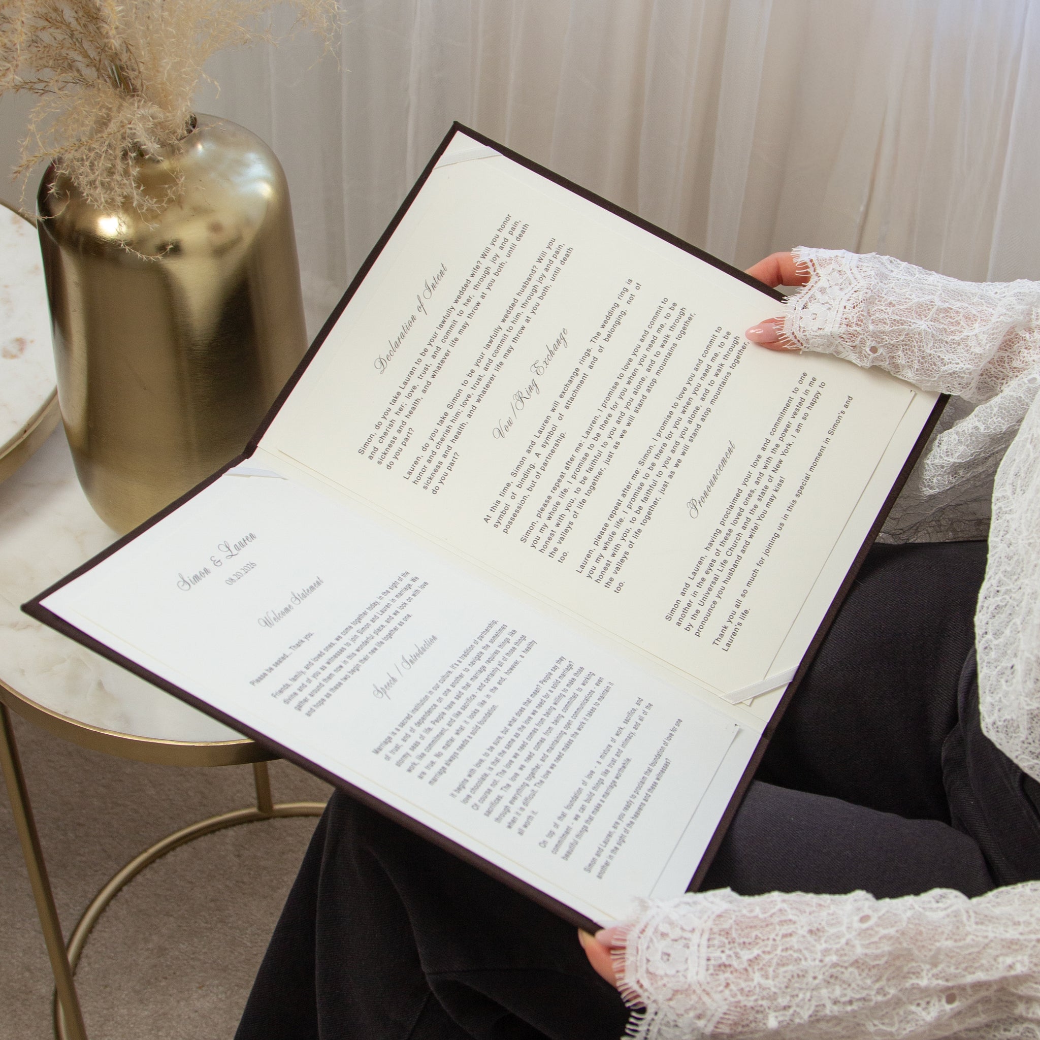 Brown + Real Gold | Wedding Officiant & Vows Books