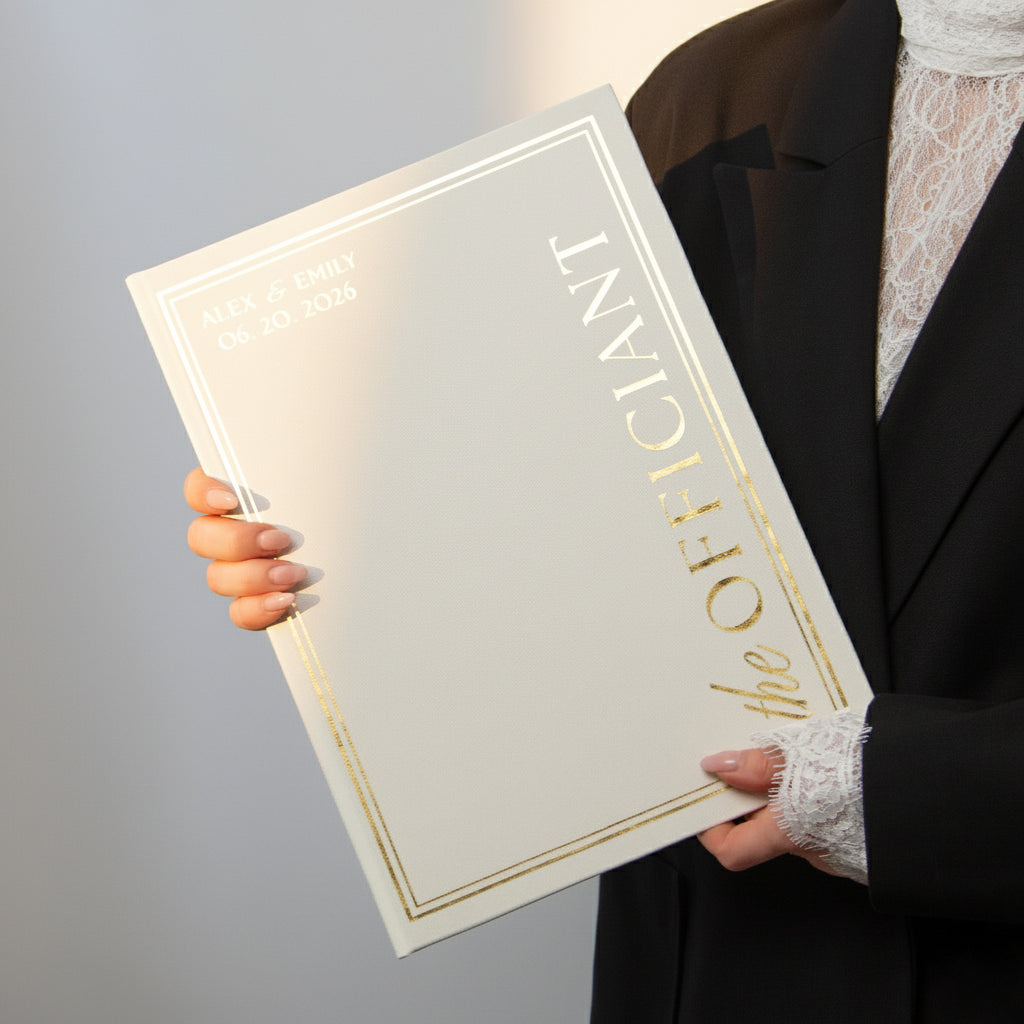 Silky White + Real Gold | Wedding Officiant & Vows Books