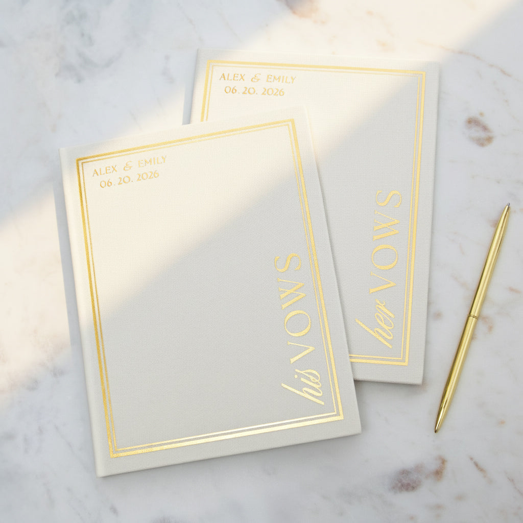 Silky White + Real Gold | Wedding Officiant & Vows Books