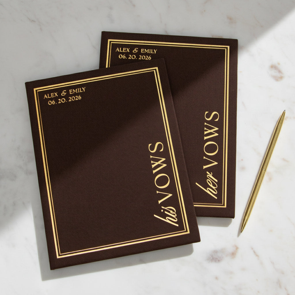 Brown + Real Gold | Wedding Officiant & Vows Books