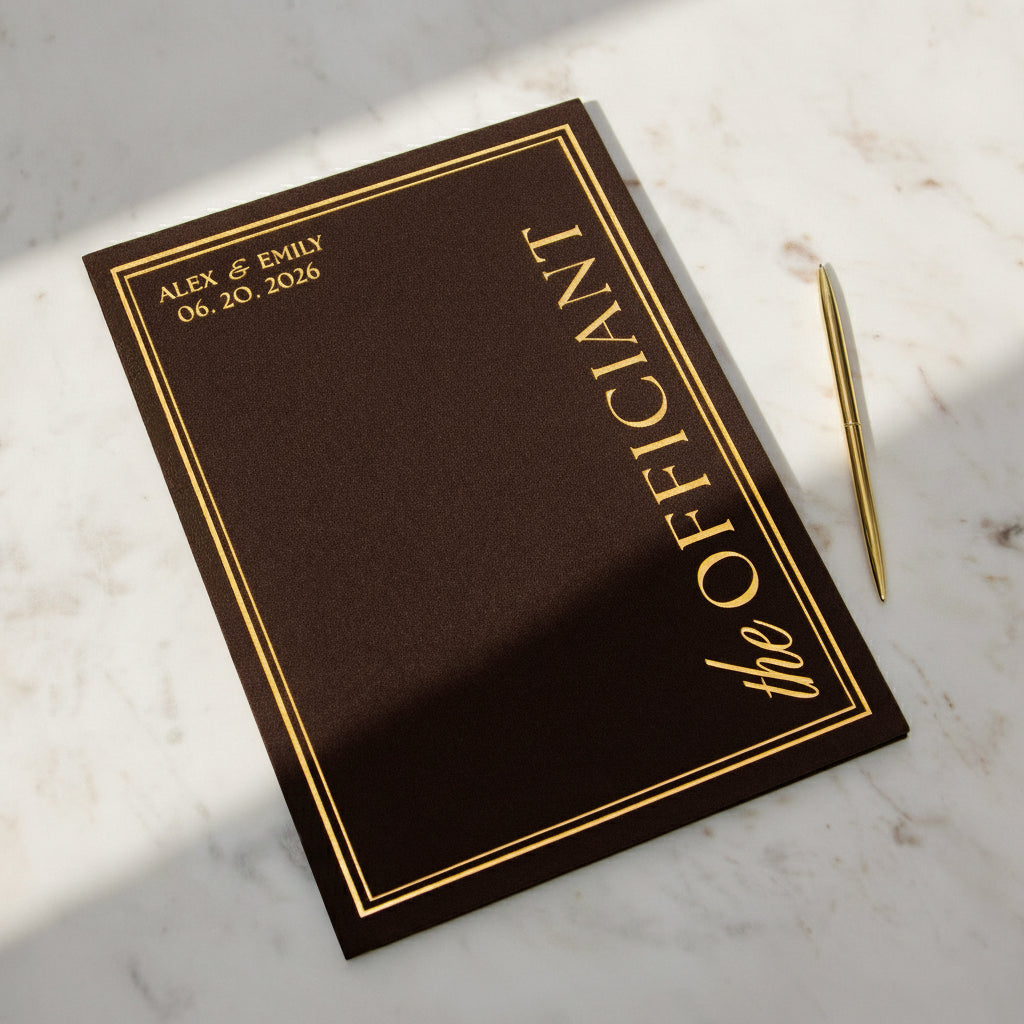 Brown + Real Gold | Wedding Officiant & Vows Books