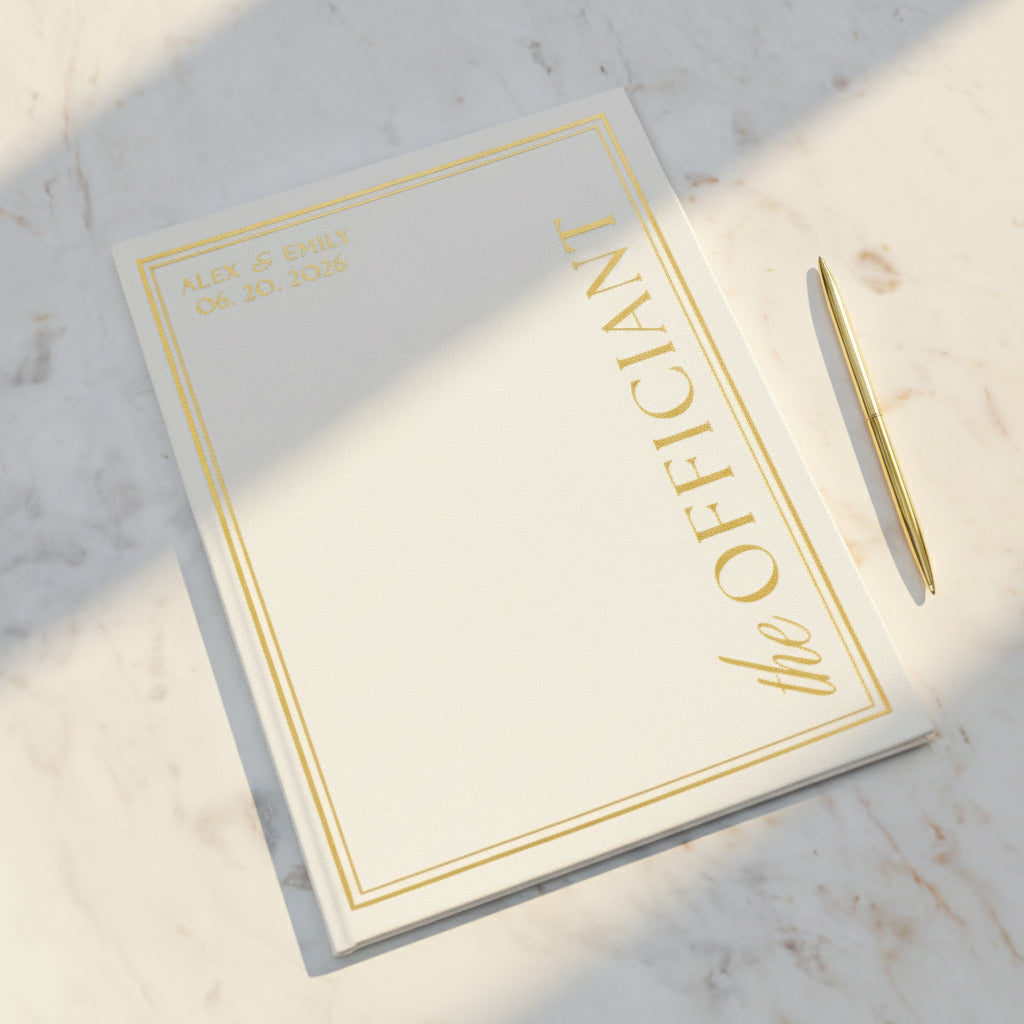 Silky White + Real Gold | Wedding Officiant & Vows Books