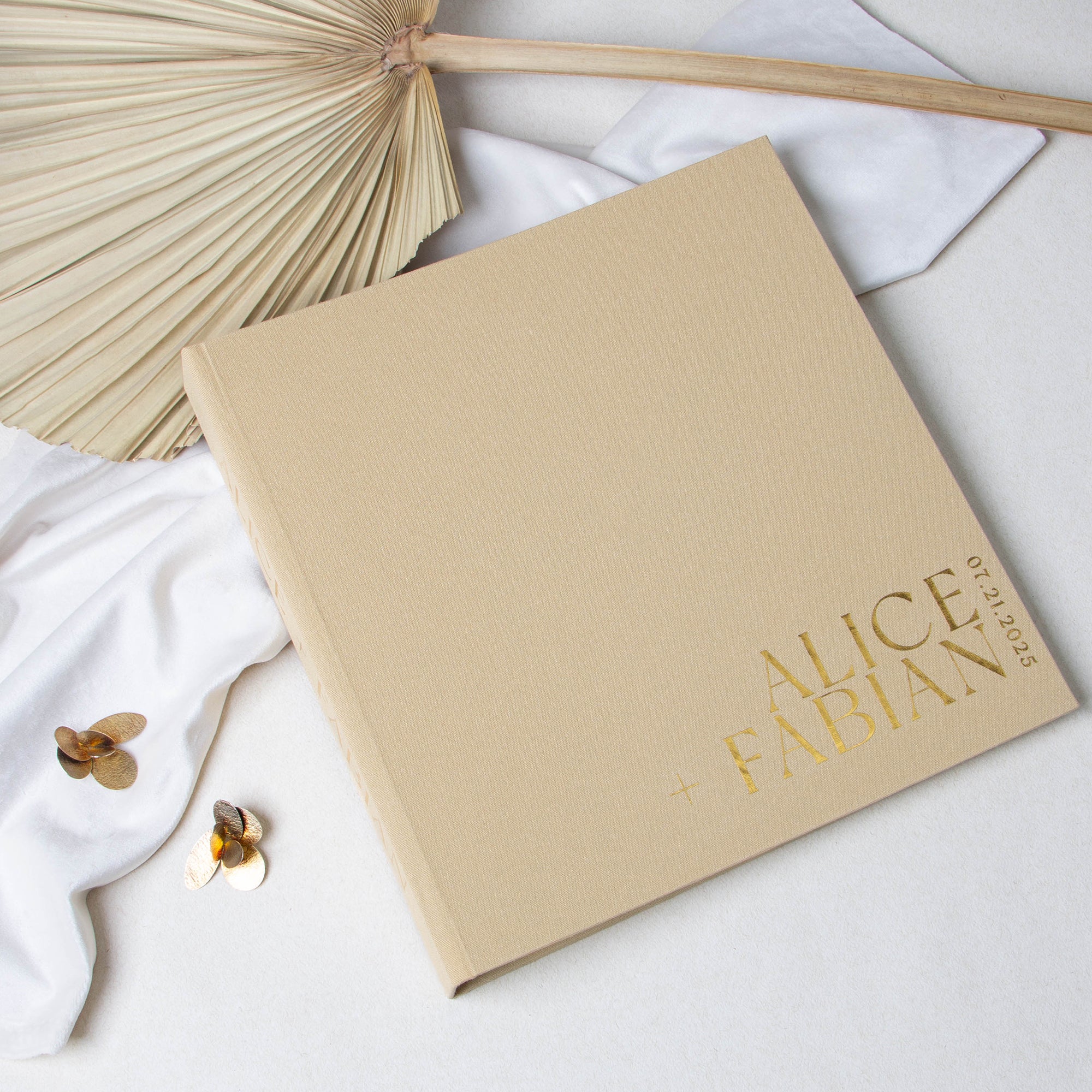 Amber + Real Gold | Guest Book with Sleeve
