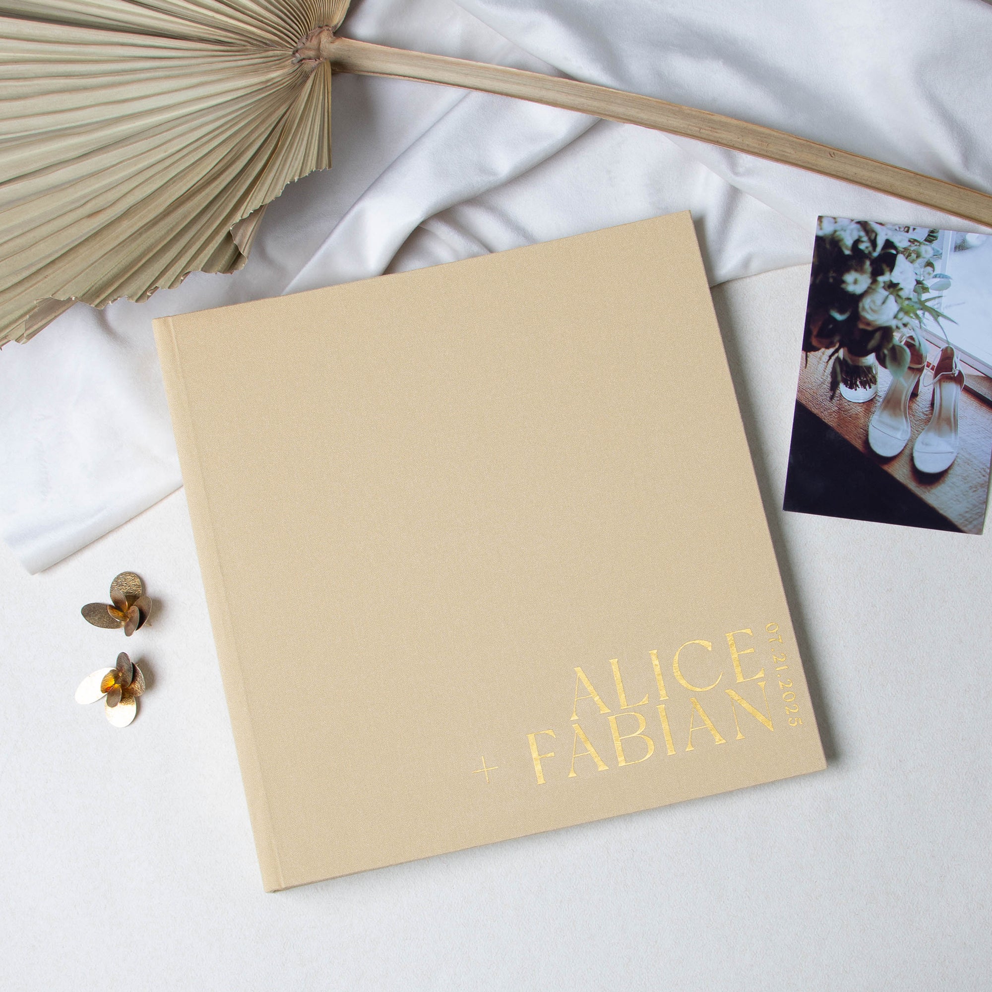 Amber + Real Gold | Guest Book with Sleeve